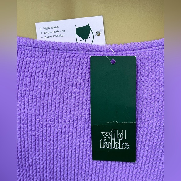 Wild fable Purple Ribbed Extra Cheeky High Waist& High Leg Bikini Bottom… - Picture 3 of 7